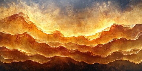 Sunset over golden mountains abstract landscape warm tones serene nature artistic viewpoint