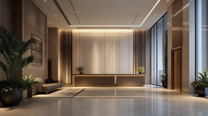 Modern Hotel Lobby Reception Area Design