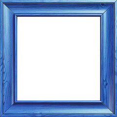 Blue wooden frame on a wall, blank photo frame, picture frame on white