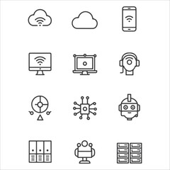 Set of line icons of cloud computing. Vector illustration for your design