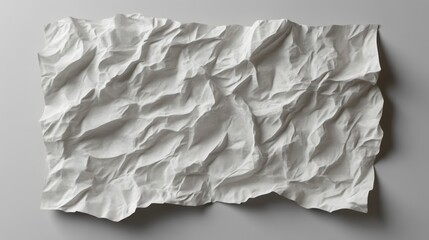 A detailed 3D render of a wrinkled paper mockup, showing the folds and texture of the paper, with subtle shadows and reflections emphasizing the wrinkles