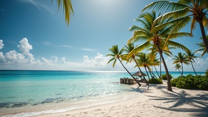 Fototapeta premium Tropical Island Paradise: Summer Beach Vacation, Amazing Lagoon