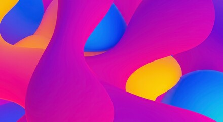 Abstract Fluid Forms: A vibrant composition of flowing, abstract shapes in a palette of pink, purple, blue, and yellow, creating a dynamic and visually stimulating design.