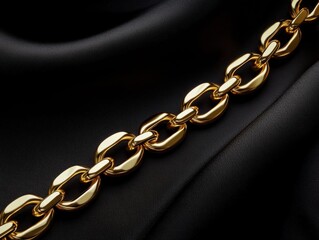Obraz premium Gold Chain on Black Satin: Luxury and Elegance