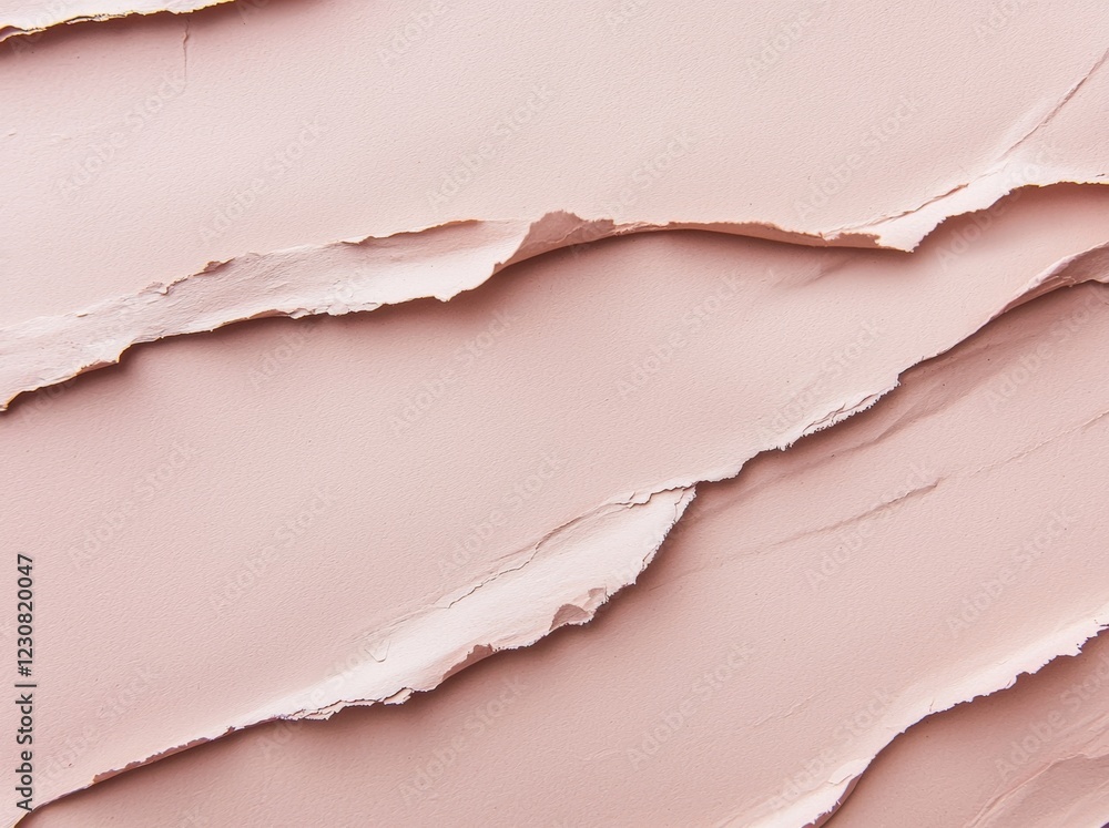 Poster pink clay mask texture forming soft ripples and cracks in the surface, creating an abstract and text