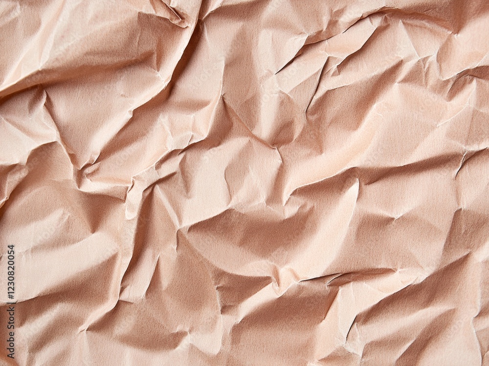 Poster crumpled brown wrapping paper creates a textured, abstract background featuring the interplay of lig