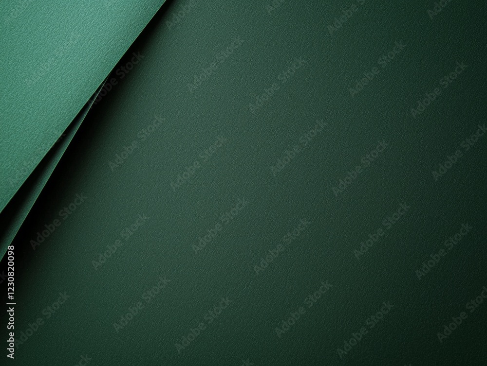 Poster overlapping dark green textured paper sheets create abstract diagonal lines and shadows, forming a s
