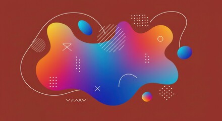 Obraz premium Abstract Fluid Art: A vibrant composition of abstract shapes, blending colors and dynamic elements, forms a visually striking modern artwork