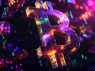 The Future of Finance: Bitcoin Symbol in Neon Lights