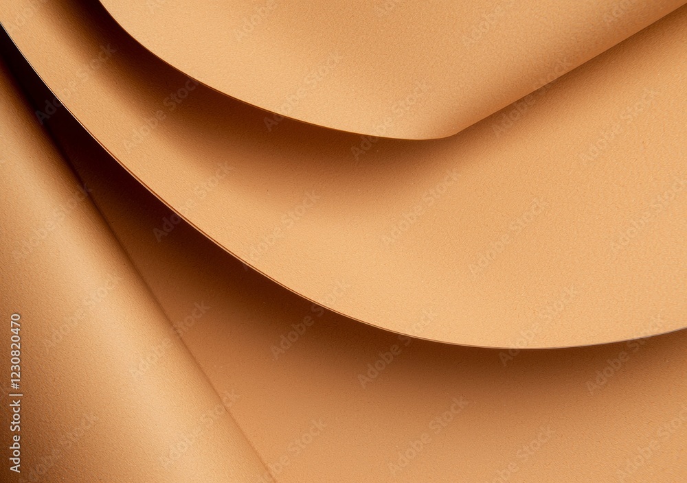 Poster smooth curved sheets of beige paper creating an abstract background with soft shadows and highlights