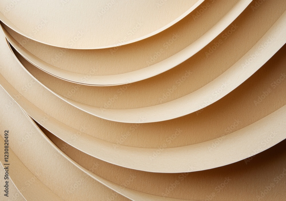 Poster smooth beige curved paper stripes overlapping create an abstract background design featuring a textu