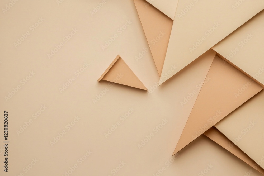 Poster minimalist abstract composition featuring varying shades of beige triangles, creating an appealing a