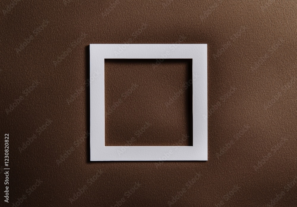 Poster white frame creating a refined border on a rich brown textured background, providing an elegant and 