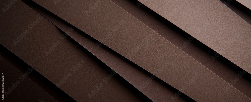 Poster geometric composition featuring overlapping diagonal brown textured stripes, forming an abstract pat