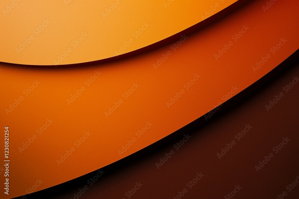 Poster smooth overlapping sheets of orange paper creating wavy shapes and soft shadows, forming an abstract