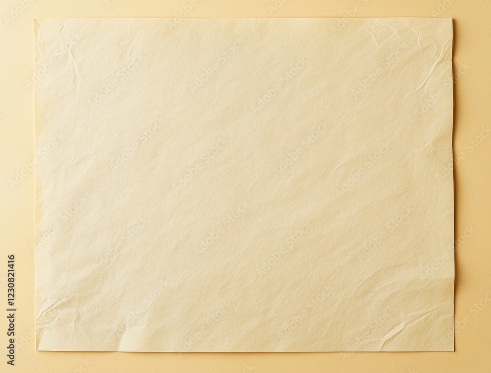 Poster lying on a soft beige background, a wrinkled sheet of paper creates a minimalist backdrop, offering 