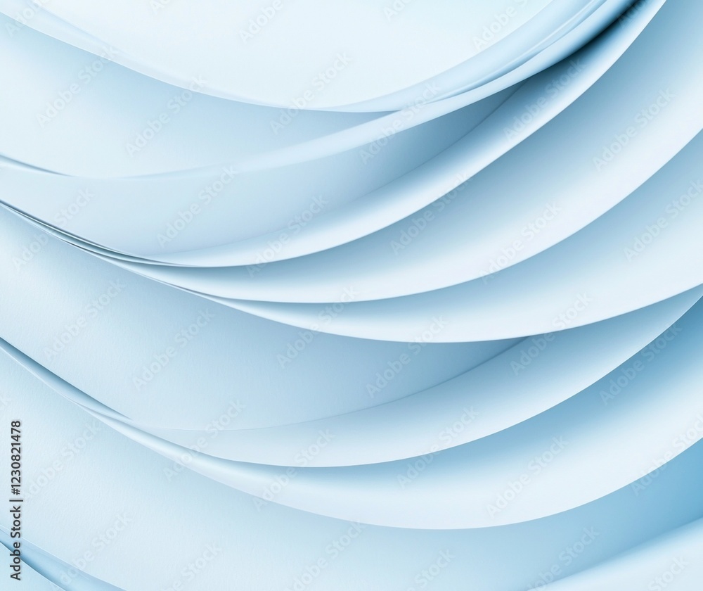 Poster smooth, undulating curves create an abstract design in a serene light blue palette, perfect for mode