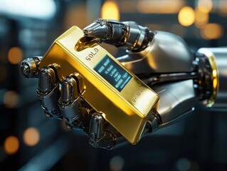 Robotic Hand Holding Gold Bar: Automation and Precious Metals