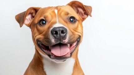 Obraz premium Smiling Brown and White Puppy on White Background. Generative AI