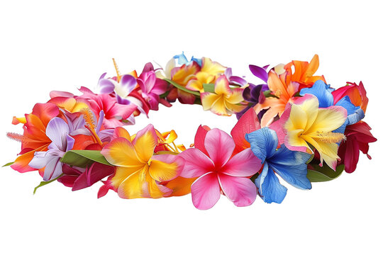 Fototapeta Vibrant Hawaiian Lei Garland Made of Fresh Flowers Showcasing Colorful Floral Arrangement