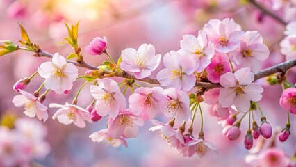 Obraz premium Delicate Pink Cherry Blossoms in Bloom