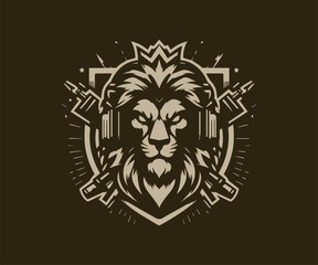 Lion head vector logo template. Vintage lion head logo template.
