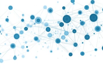 A network illustration featuring connected blue circles.