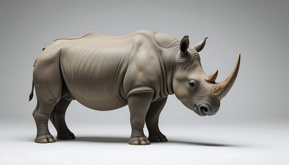 Fototapeta premium Majestic White Rhino: A Sculpted Study in Neutral Tones