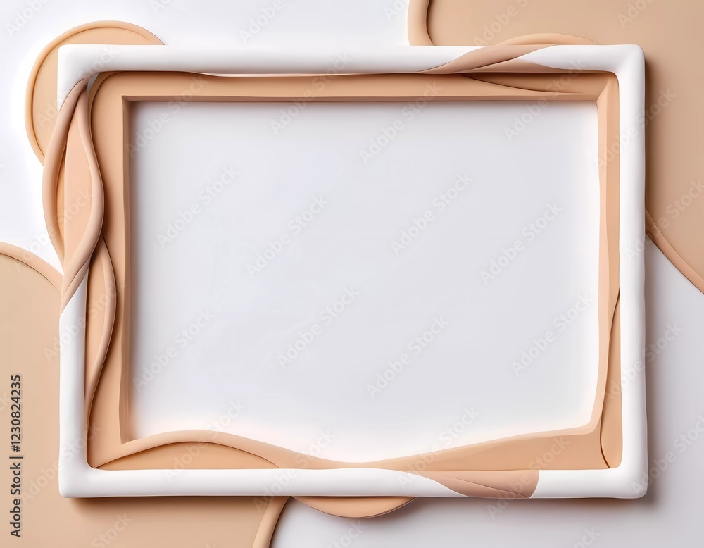 Poster bright and inviting, a frame made from modeling dough rests against a white beige background. the so