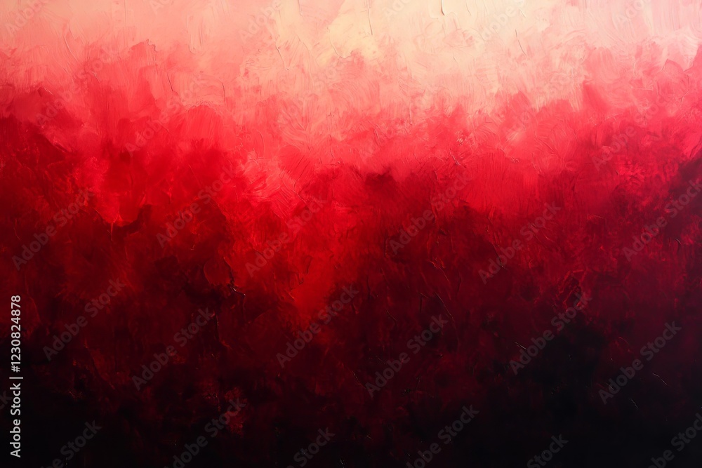 Aufkleber abstract red gradient painting with textured brushstrokes transitioning from light peach to deep cri
