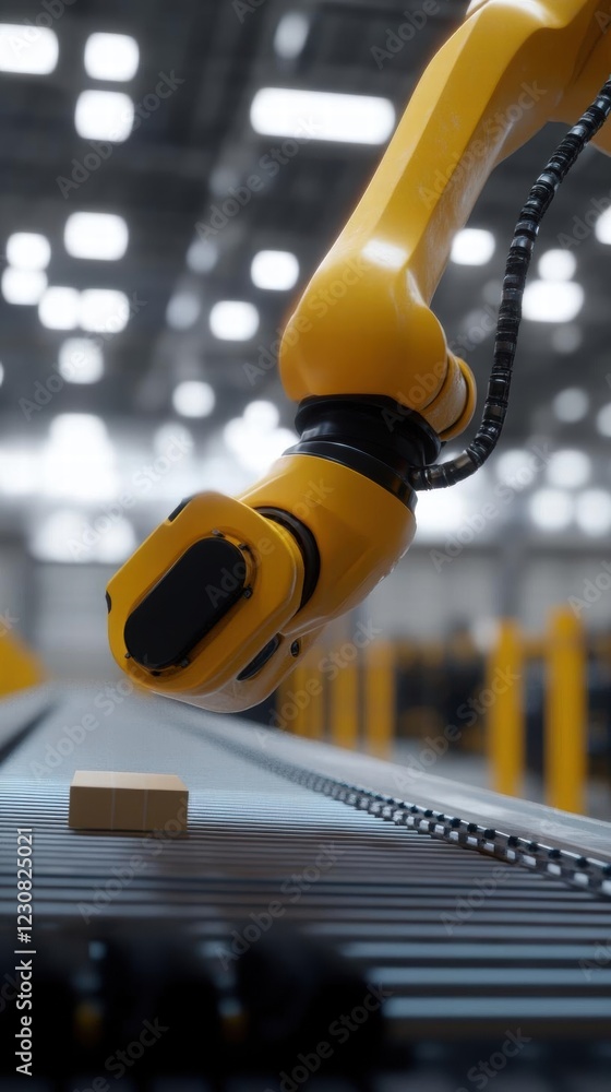 Poster automated package sorting with robotic arm - industrial automation & logistics