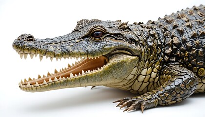 Obraz premium Young Alligator Close-Up: Detailed Sculpted Reptile with Textured Skin