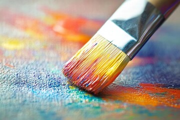 Fototapeta premium Paintbrush on Canvas - A Symphony of Color