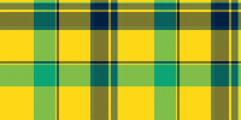 Vibrant yellow, teal, and navy plaid pattern. Perfect for textile designs, website backgrounds, or fashion projects. This bold and cheerful design offers a modern take on classic plaid.