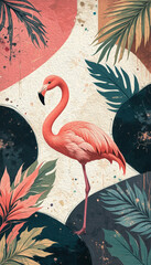 Flamingo. Animal illustration. Pattern for printing on wall decorations, covers, leaflets