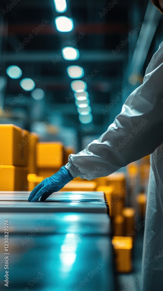 Poster Production Line Worker in a Factory Setting