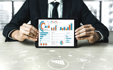 Business data dashboard provide business intelligence analytic for marketing strategy planning snugly with big data set to analyze customer demands and foreseeing business future