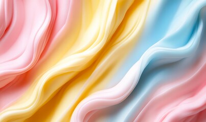 Obraz premium Abstract pastel pink, yellow, and blue waves.