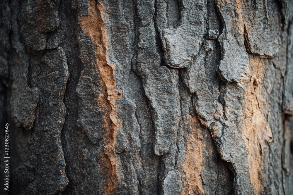 Poster close-up view of tree bark texture with natural patterns and colors