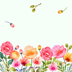 frame with roses flower background