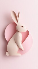 Obraz premium Bunny silhouette cut from textured kraft paper on pastel background for modern decor