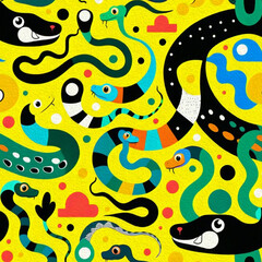 Snake . Pattern with oil paint for printing on wall decorations, wallpapers, covers