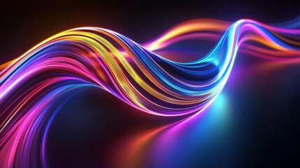 Close-up of glowing multicolor neon spirals, blurred yet energetic, forming a wind-wheel pattern ideal for party visuals