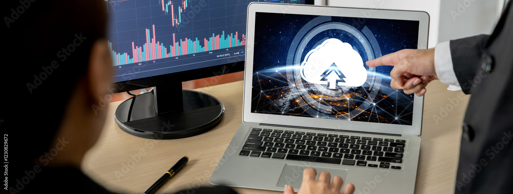 Poster cloud computing software for brisk remote work and personal data storage
