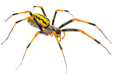 Golden Silk Orb Weaver Spider Isolated on a Transparent Background Showcasing Striking Patterns and Colors
