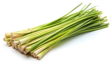 Fototapeta premium Fresh Lemongrass Stalks on White Background