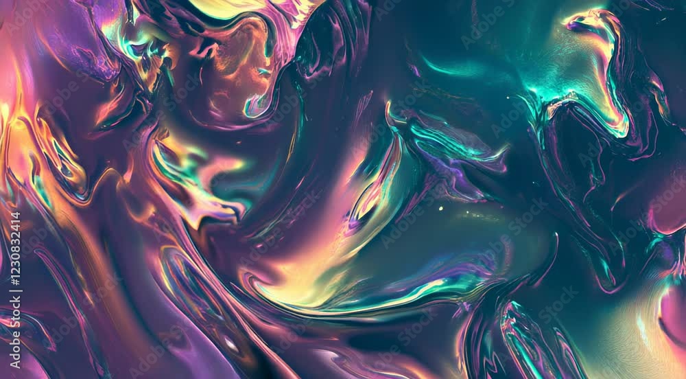 Poster swirl pattern featuring iridescent vibrant colors and fluid motion, creating a captivating visual ex
