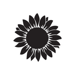 Simple Black Silhouette of a Sunflower