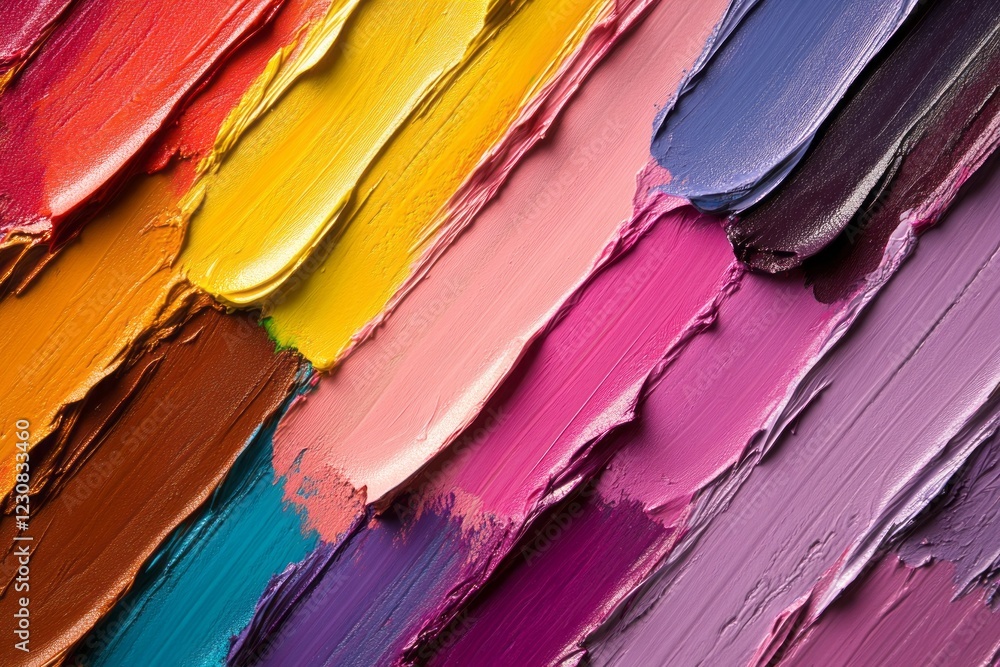 Aufkleber vibrant multicolored paint strokes create an abstract diagonal pattern.