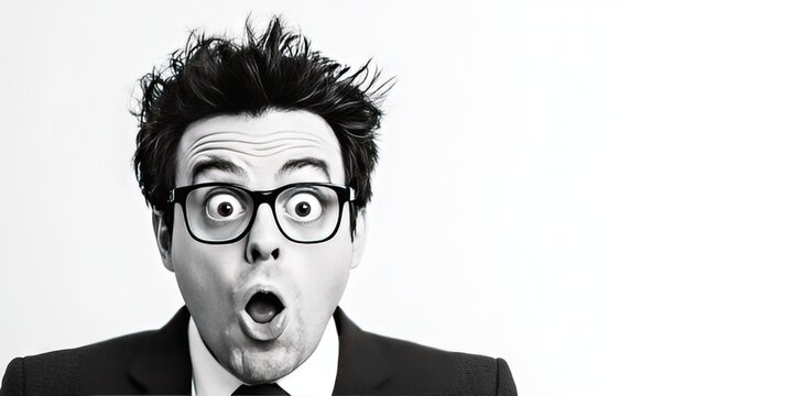nerdy white guy on blank white background
